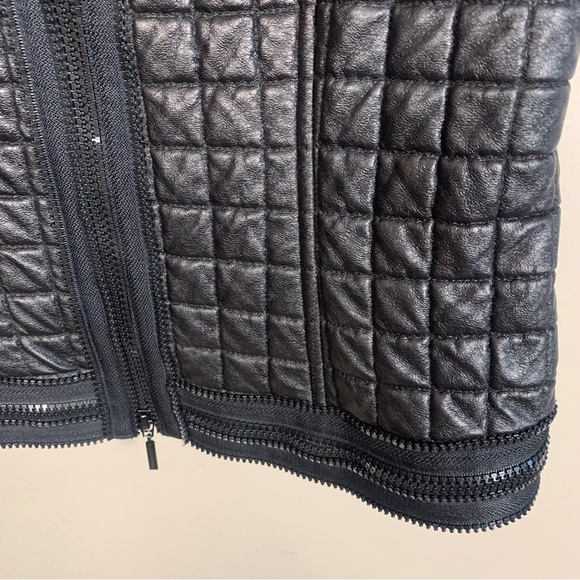 Javier Simorra Barcelona Vegan Faux Leather Quilted Zipper Track Detail Vest - Picture 8 of 14